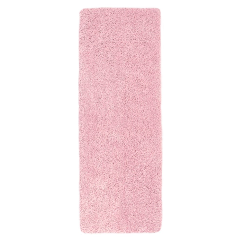 Snug Plain Shaggy Modern Runner Rugs in Pink